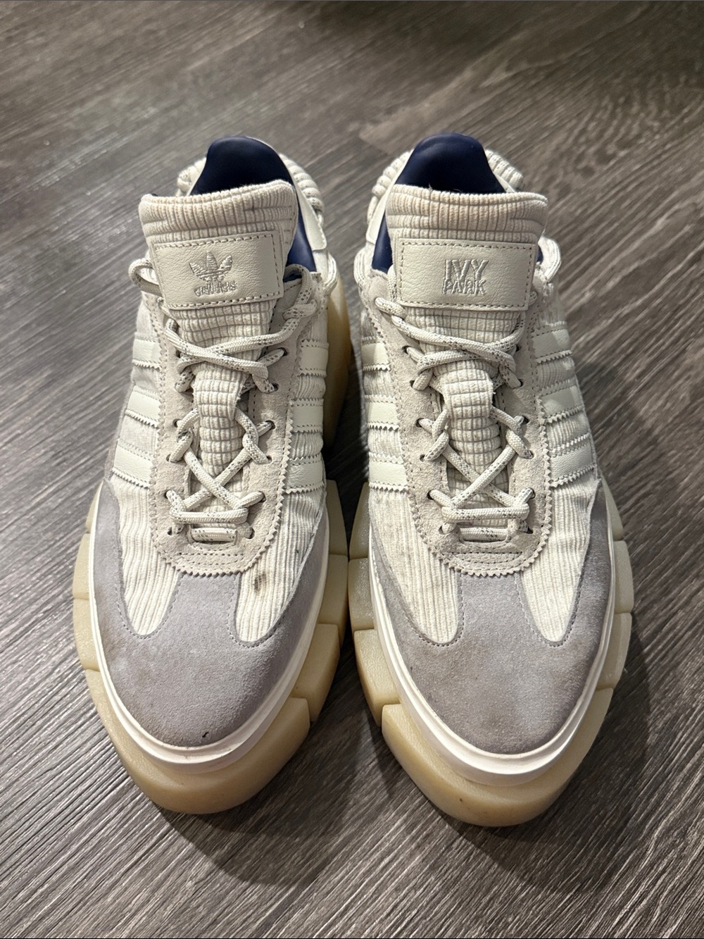 Adidas Chunky Sneakers in Light Gray and Cream